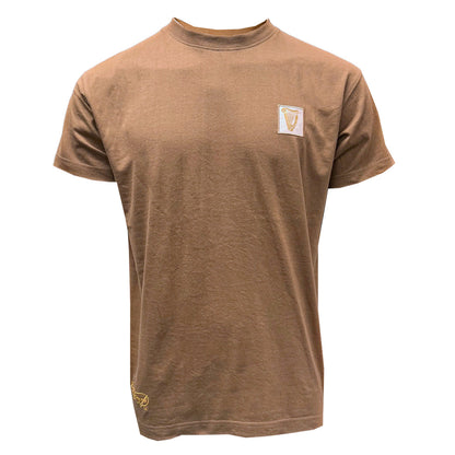 Unisex Brown Guinness Harp Patch T-Shirt