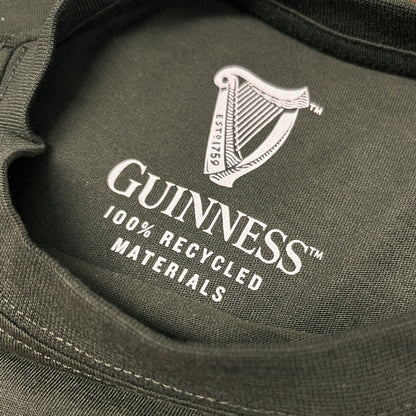 Guinness logo and 100% recycled materials label on the inside neck of the shirt.