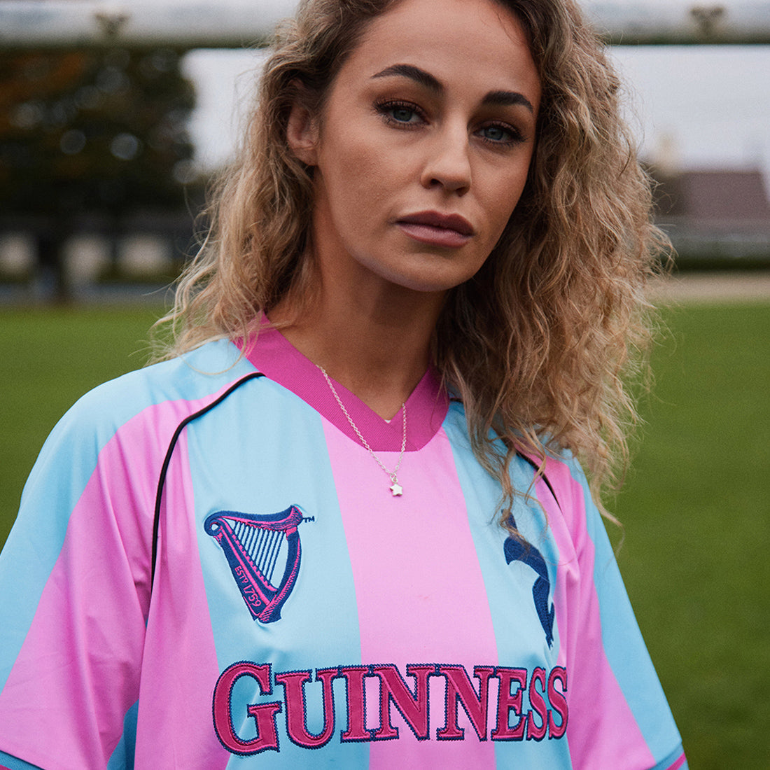 Guinness Pink and Blue Striped Performance Top