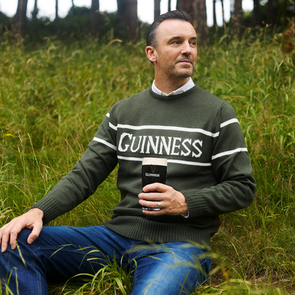 Guinness Mens White & Green Knit Jumper