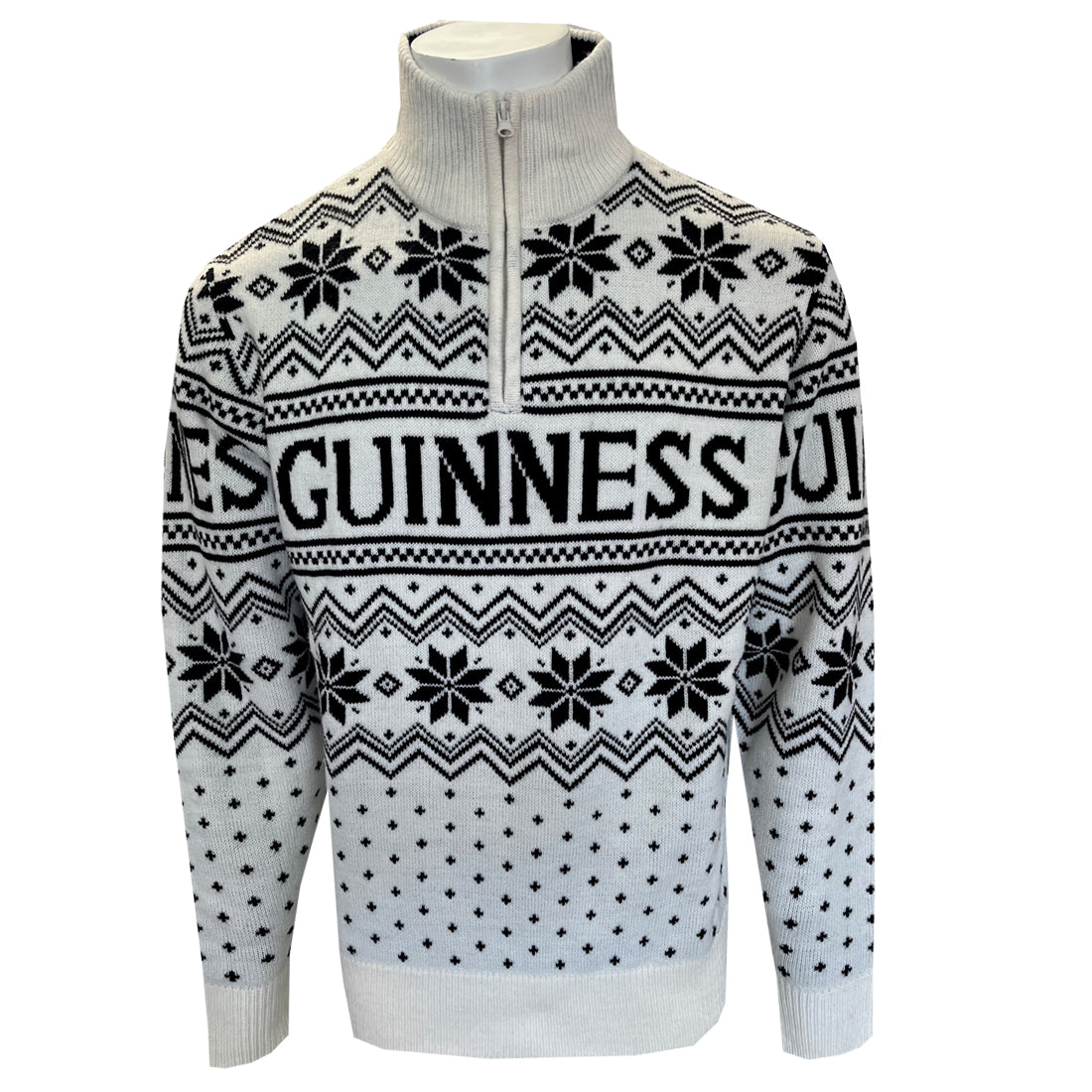 Guinness 1/4 Zip Festive Cream Christmas Sweater