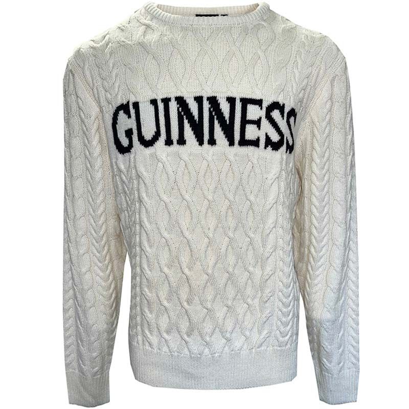 Guinness Aran Knit Style Jumper White
