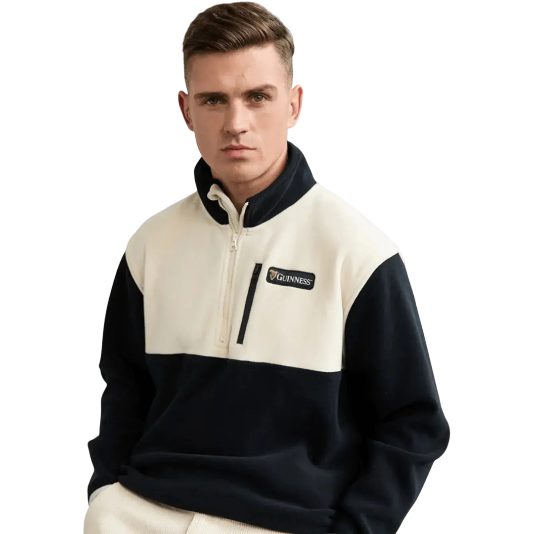 Unisex Guinness Cream & Black Quarter Zip Fleece