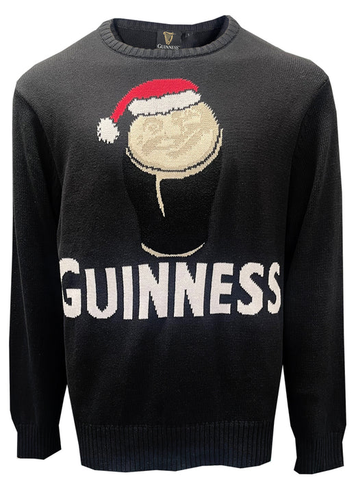 Guinness Smiley Pint with Santa Hat Christmas Sweater