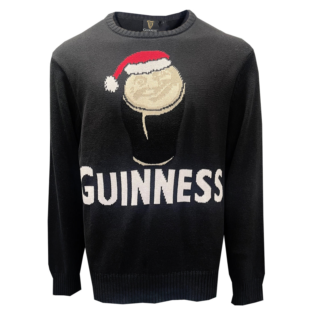Guinness Smiley Pint with Santa Hat Christmas Sweater