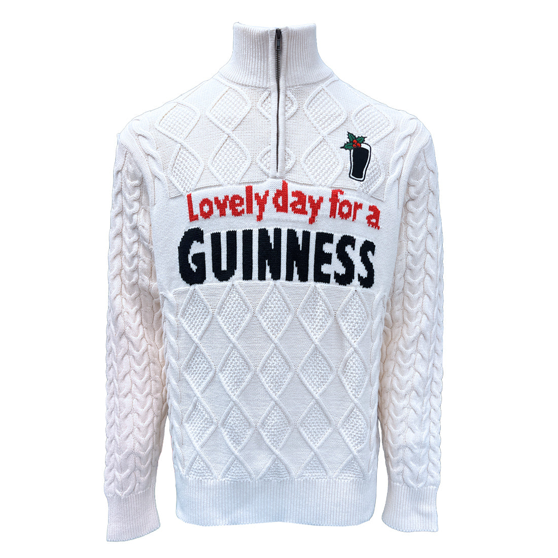 Unisex Cream Guinness Holy Pint Quarter Zip Jumper 