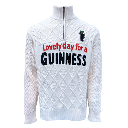 Unisex Cream Guinness Holy Pint Quarter Zip Sweater