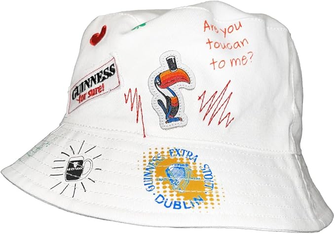 Guinness Doodles White Bucket Hat 