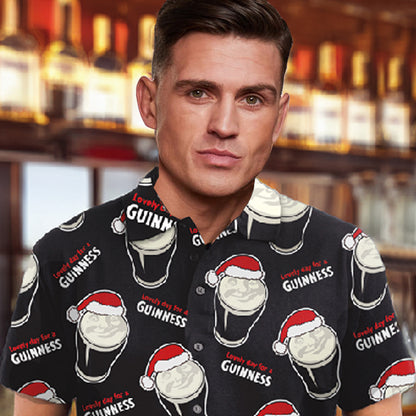 Guinness AOP Smiley Pint with Santa Hat Christmas Shirt