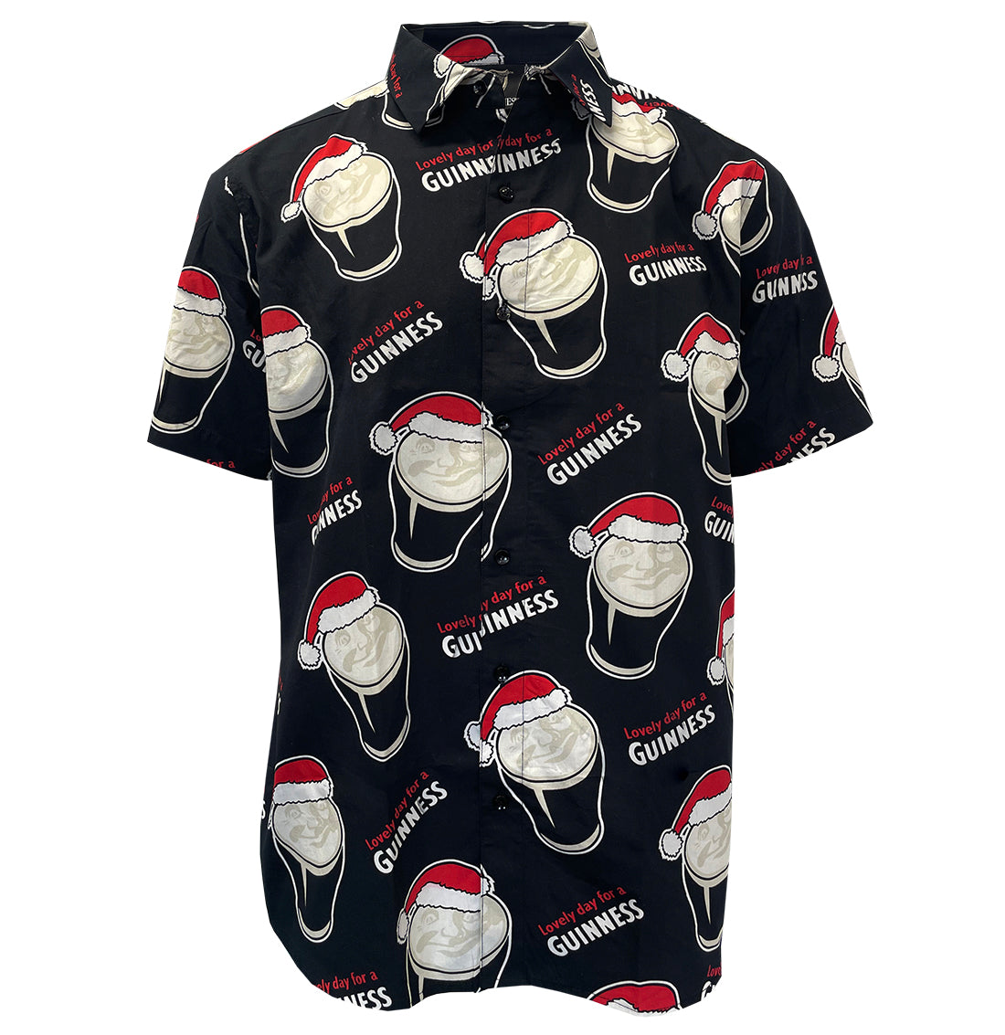 Guinness AOP Smiley Pint with Santa Hat Christmas Shirt