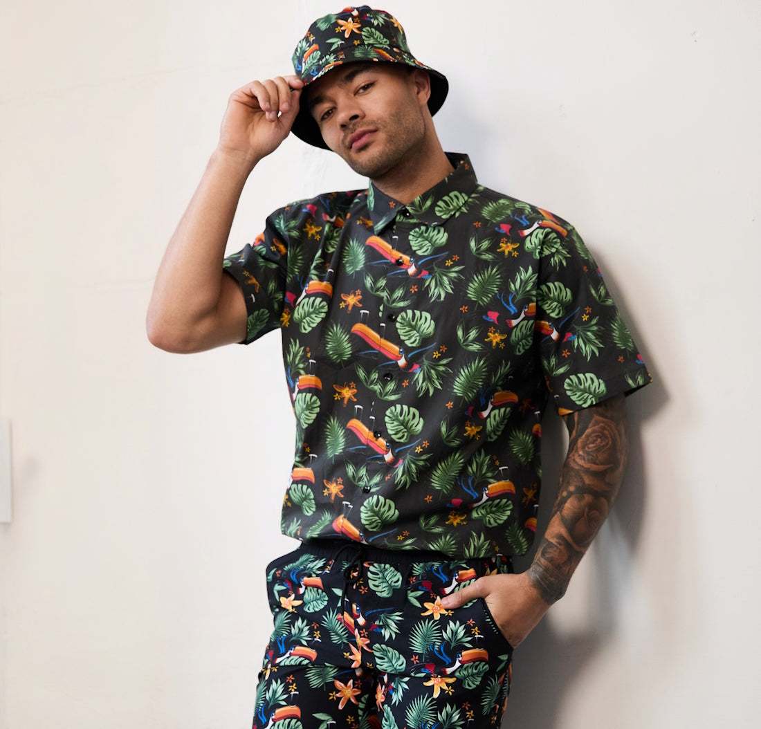Guinness Toucan Hawaiian Print Bucket Hat