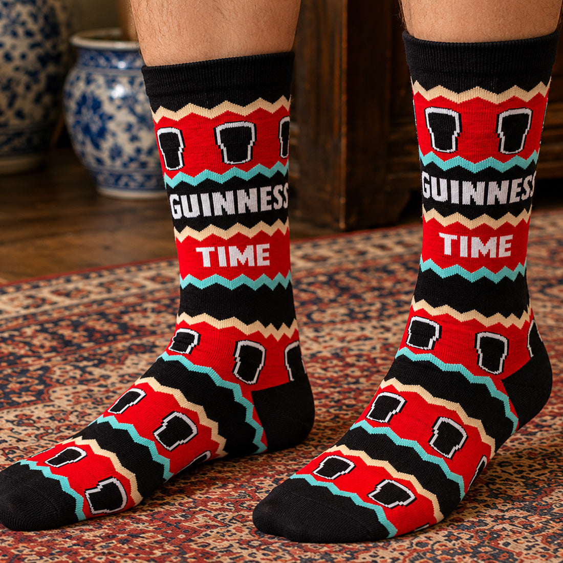 Unisex Red Guinness Time Day Socks
