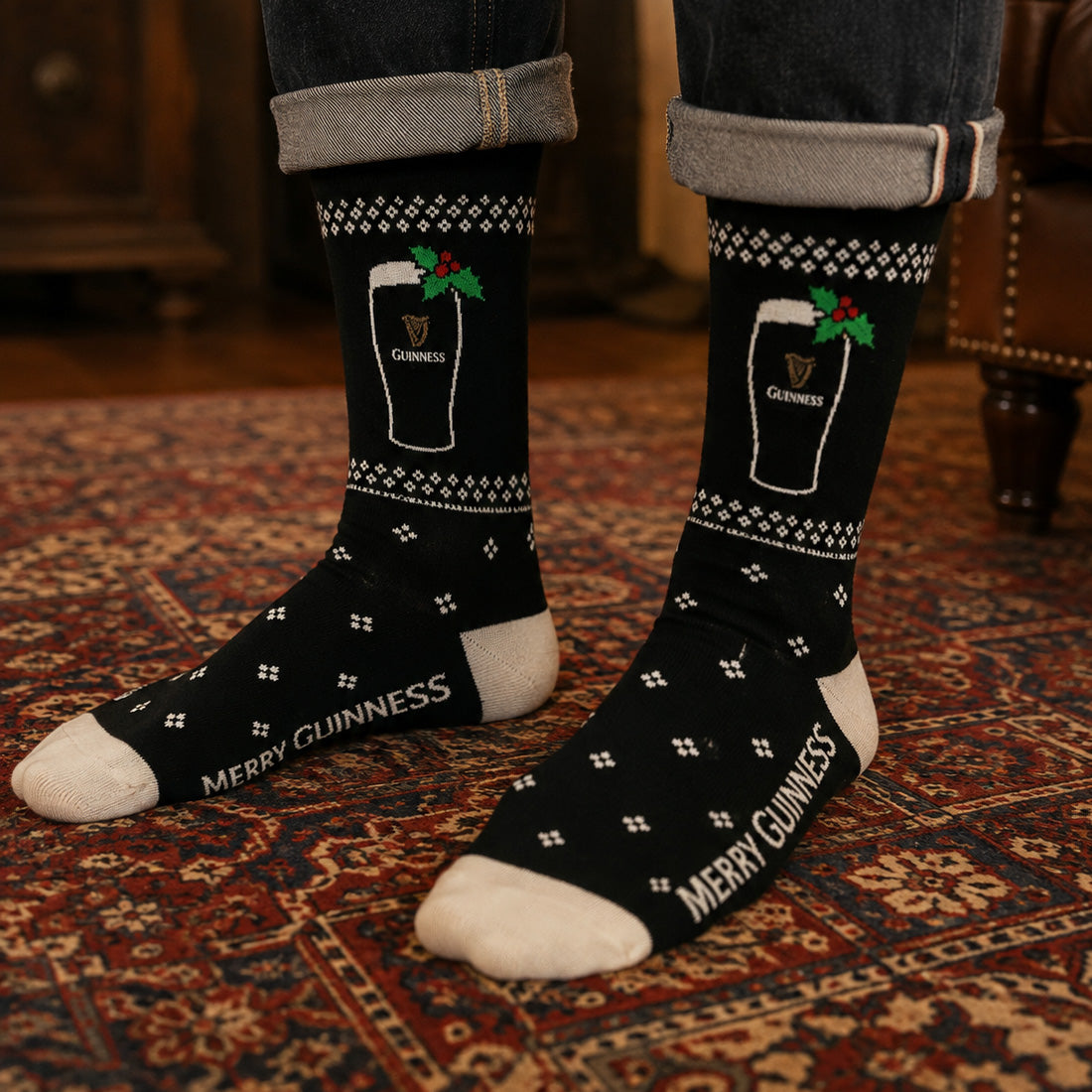 Guinness Black & Cream Christmas Pint Socks