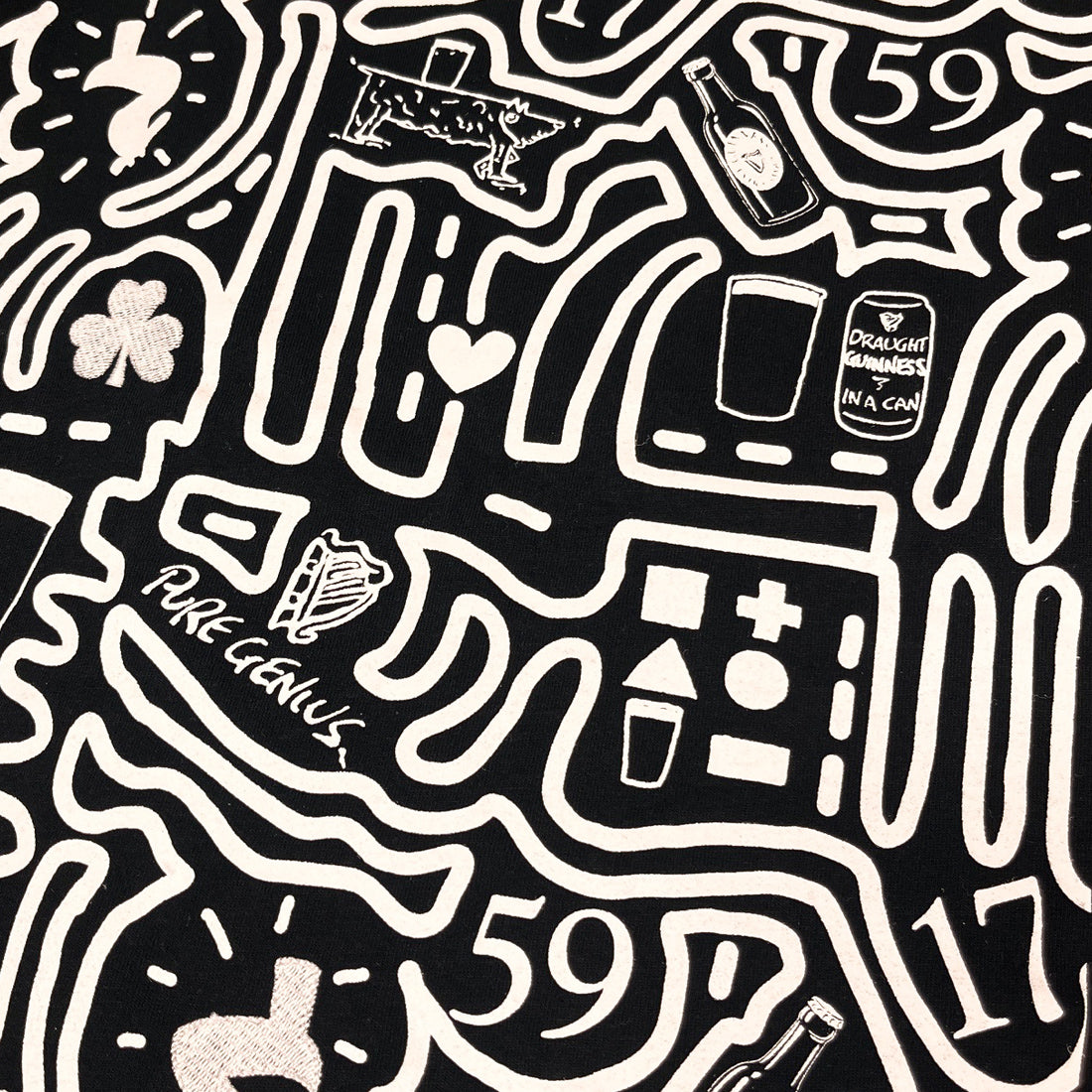 Guinness Black Graphic Doodle T-Shirt