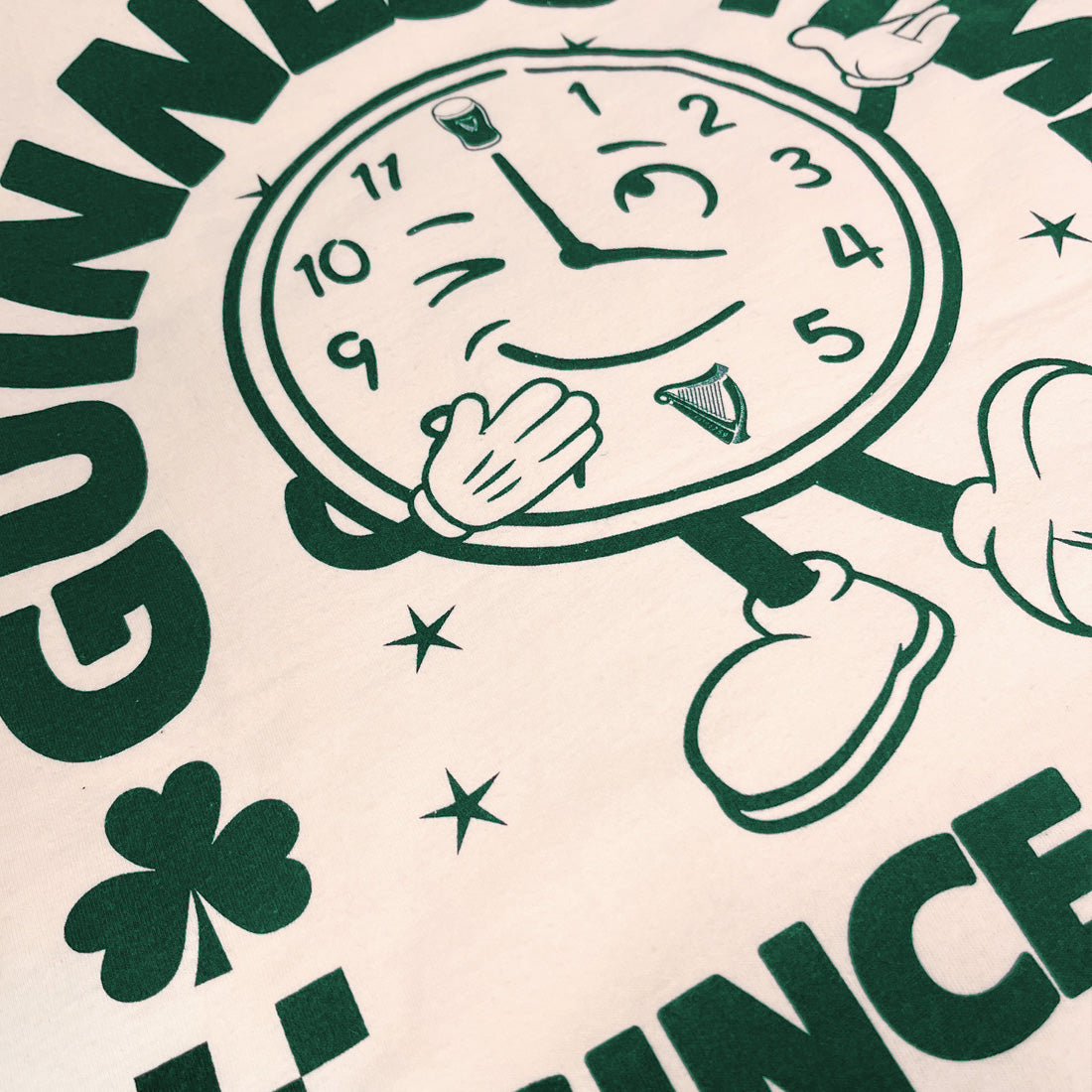 Guinness Cream & Green Time Clock T-Shirt