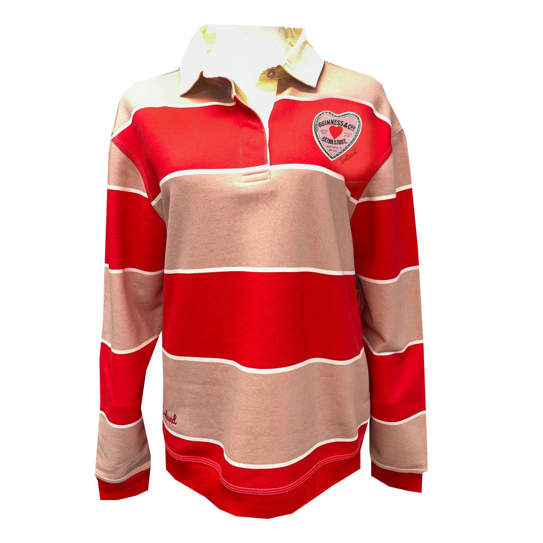 Guinness Red & Pink Heart Rugby Sweatshirt