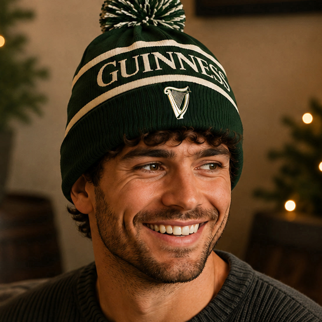 Guinness Harp Forest Green Knit Hat