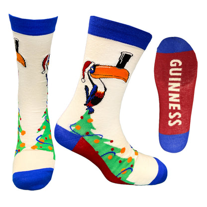 Guinness Toucan Tree Cream & Blue Christmas Socks