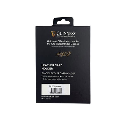 Guinness Leather Card Holder Slip Wallet in black packaging box