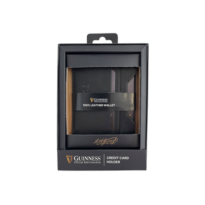 Guinness 100% leather credit card holder slip wallet in black packaging