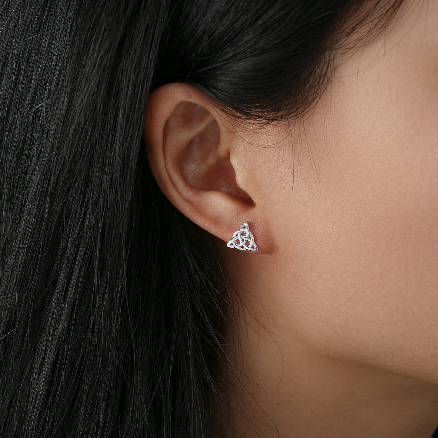 Silver Plated Plain Trinity In Circle Earrings