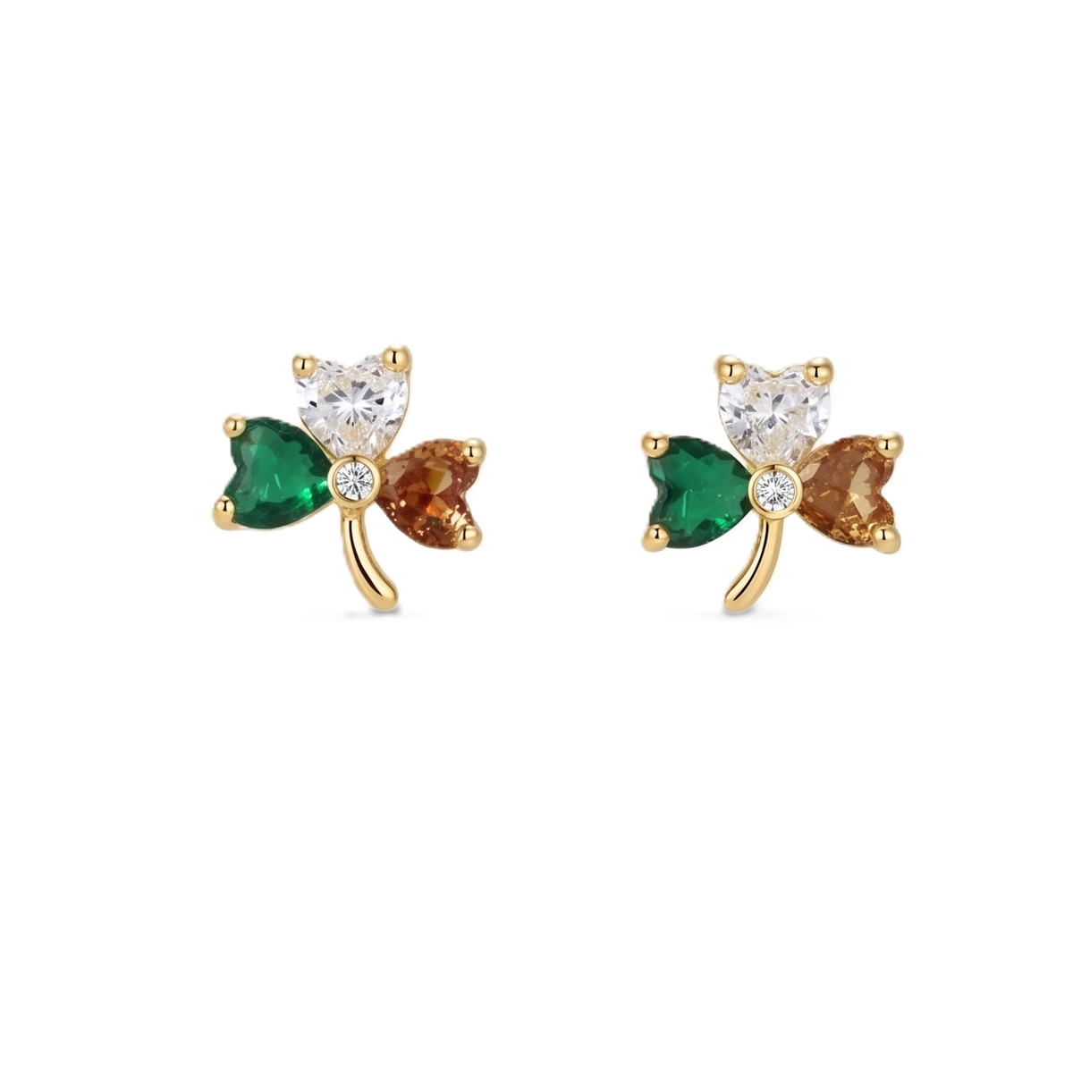 Gold Plated Tricolour Shamrock Earrings