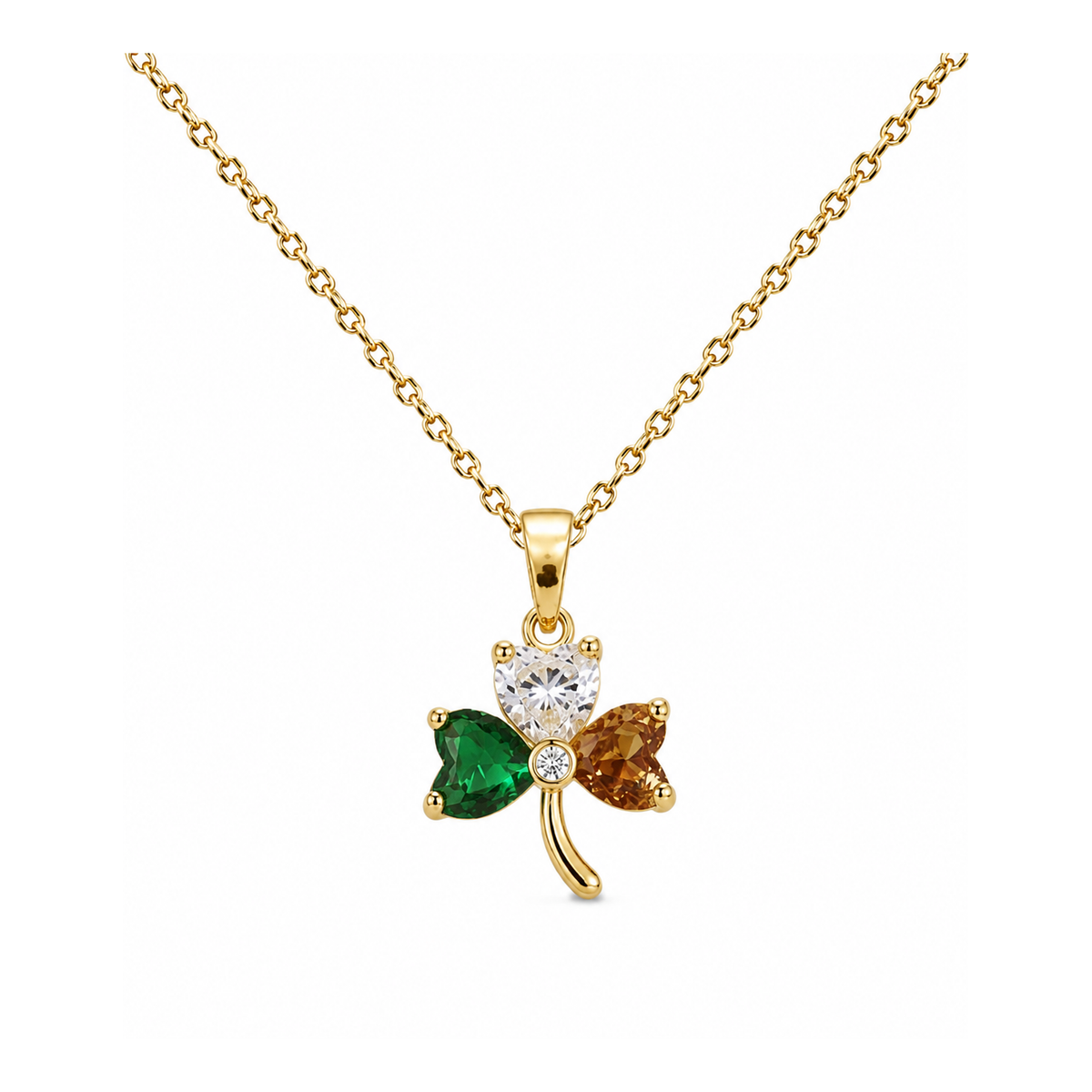 Gold Plated Tricolour Shamrock Pendant