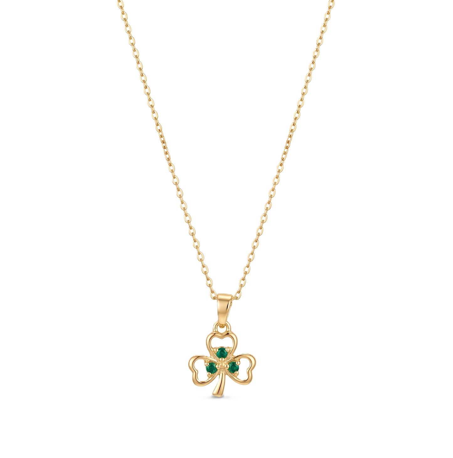 Gold Plated Shamrock & Green CZ Pendant