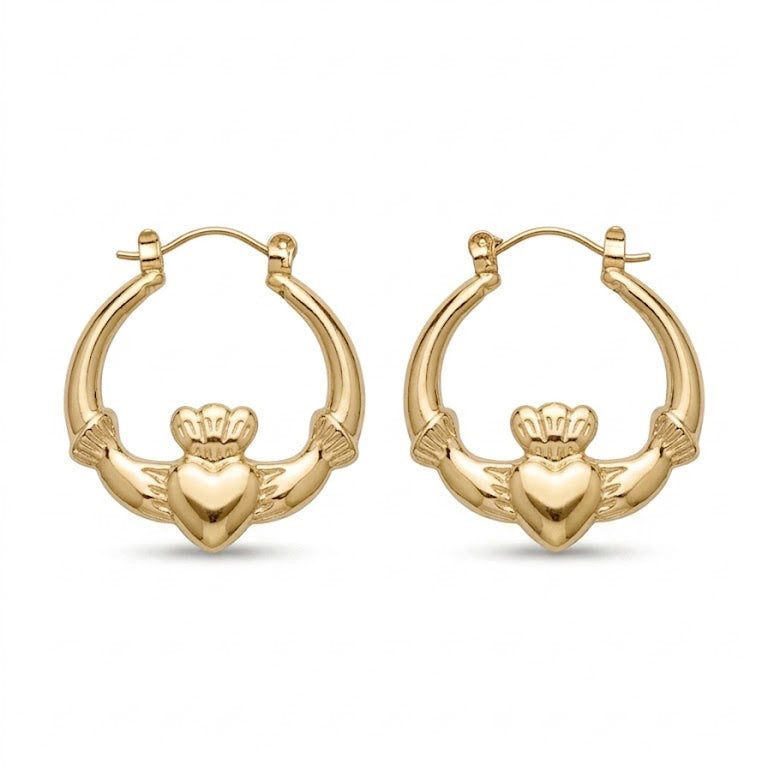 Gold Claddagh Earrings 6cm