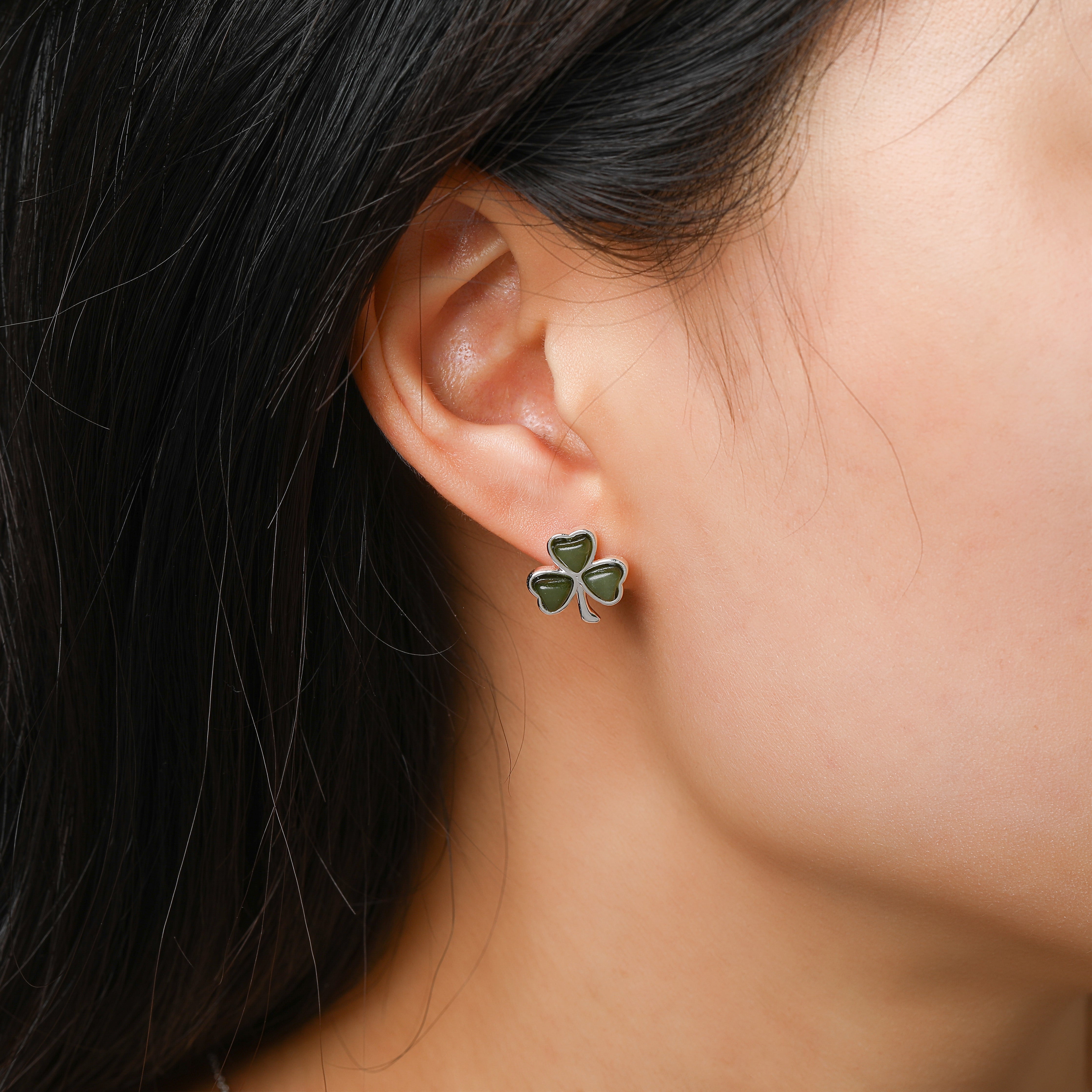 Shamrock Inlaid Marble Earrings 