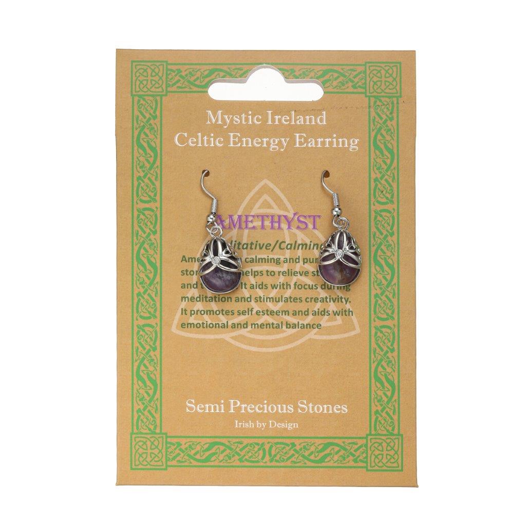 Teardrop Semi-Precious Amethyst Stone Earrings 