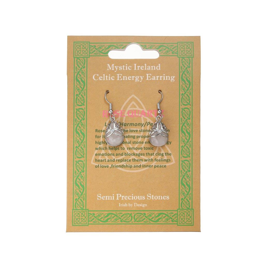 Teardrop Semi-Precious Rose Quartz Stone Earrings 