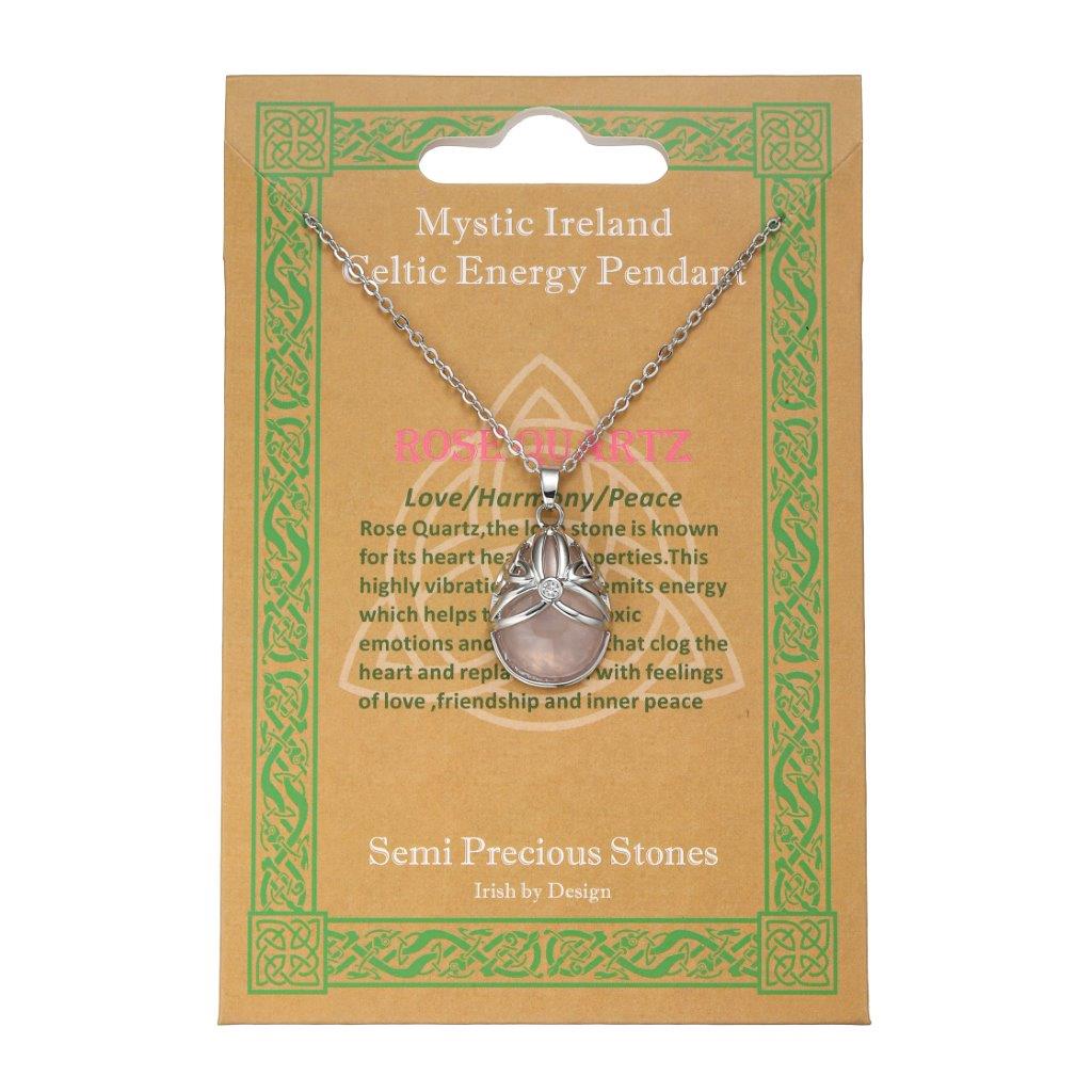 Silver Plated Tear Drop Rose Quartz Pendant 