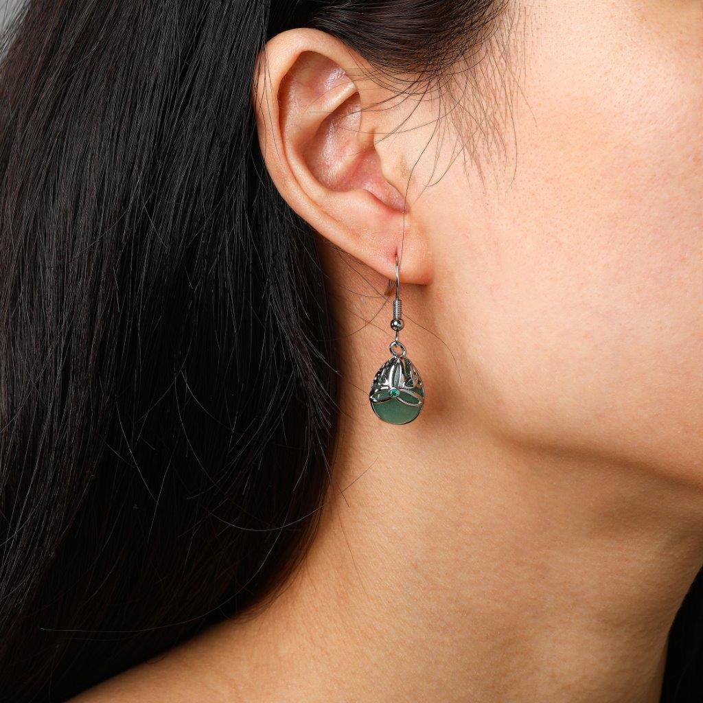 Teardrop Semi-Precious Jade Stone Earrings