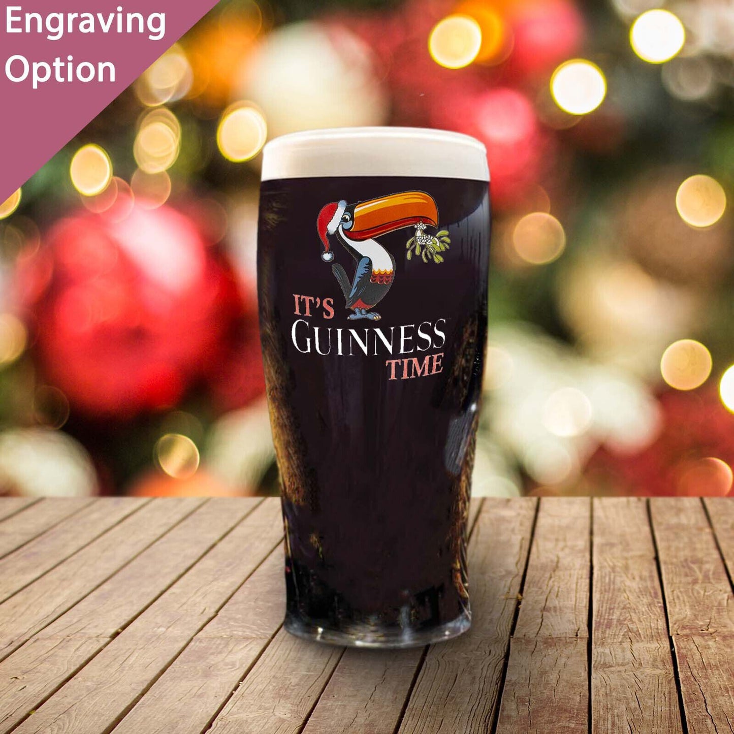 Guinness Toucan Christmas Pint Glass With Engraving & Gift Box