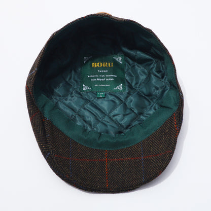 Traditional Brown Herringbone Tweed Cap