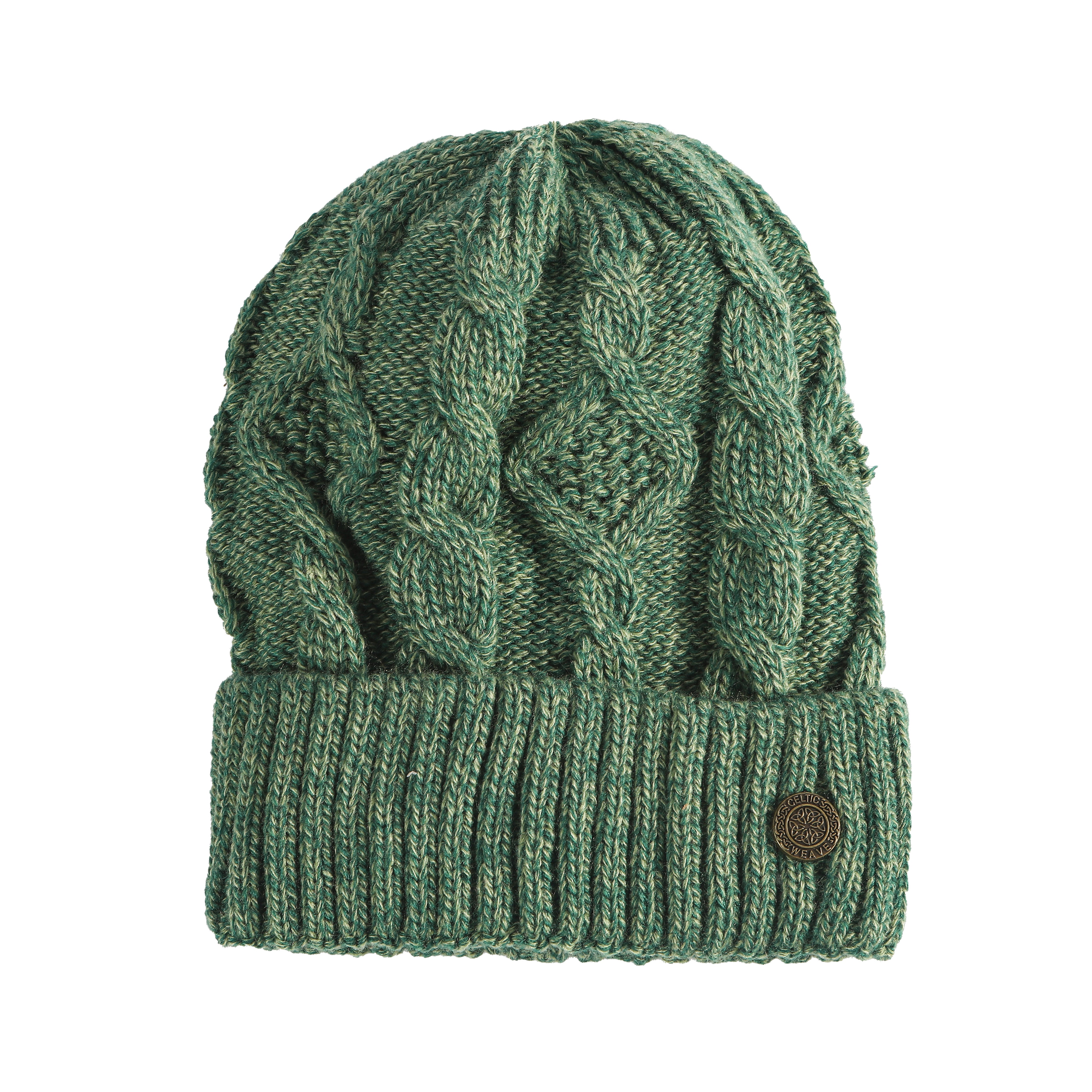 Unisex Celtic Weave Melange Green Beanie