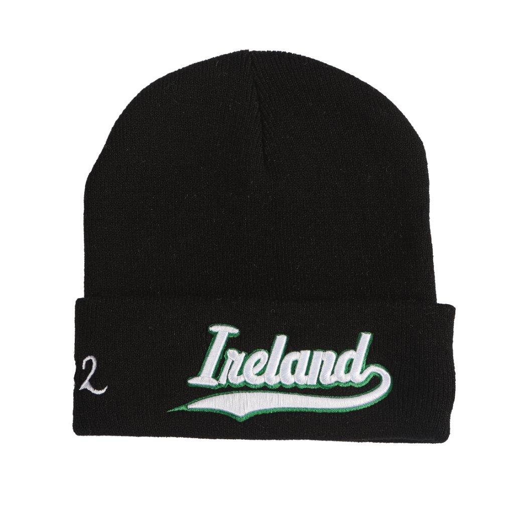 Ireland Embroidered Black Beanie