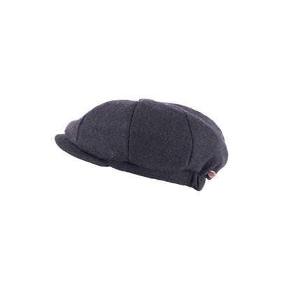 Kids Tweed Newsboy Navy Flat Cap