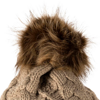 Dublin Cable Stitch with Pom-Pom Oatmeal Hat