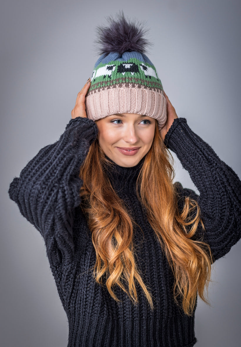 Sheep Pom Pom Hat Blush