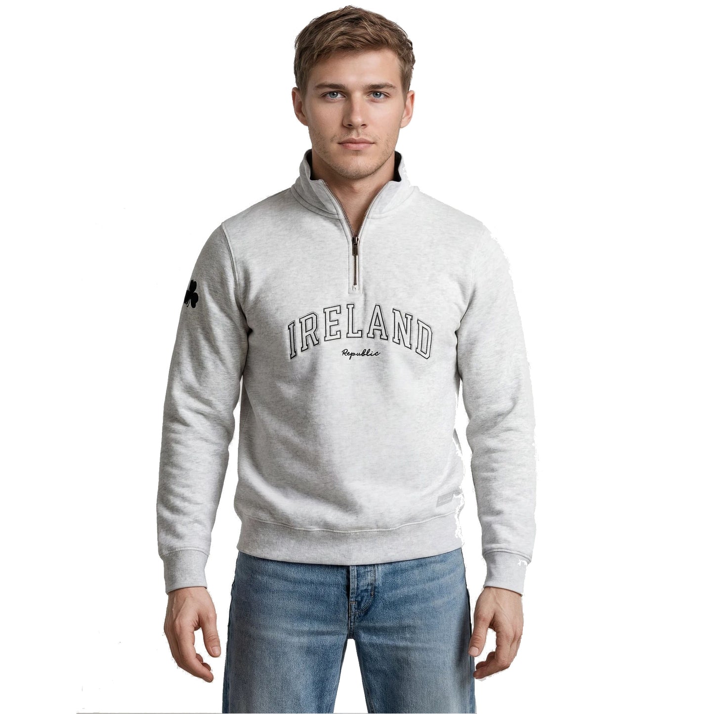 Ireland Quarter Zip Grey & Green Sweatshirt