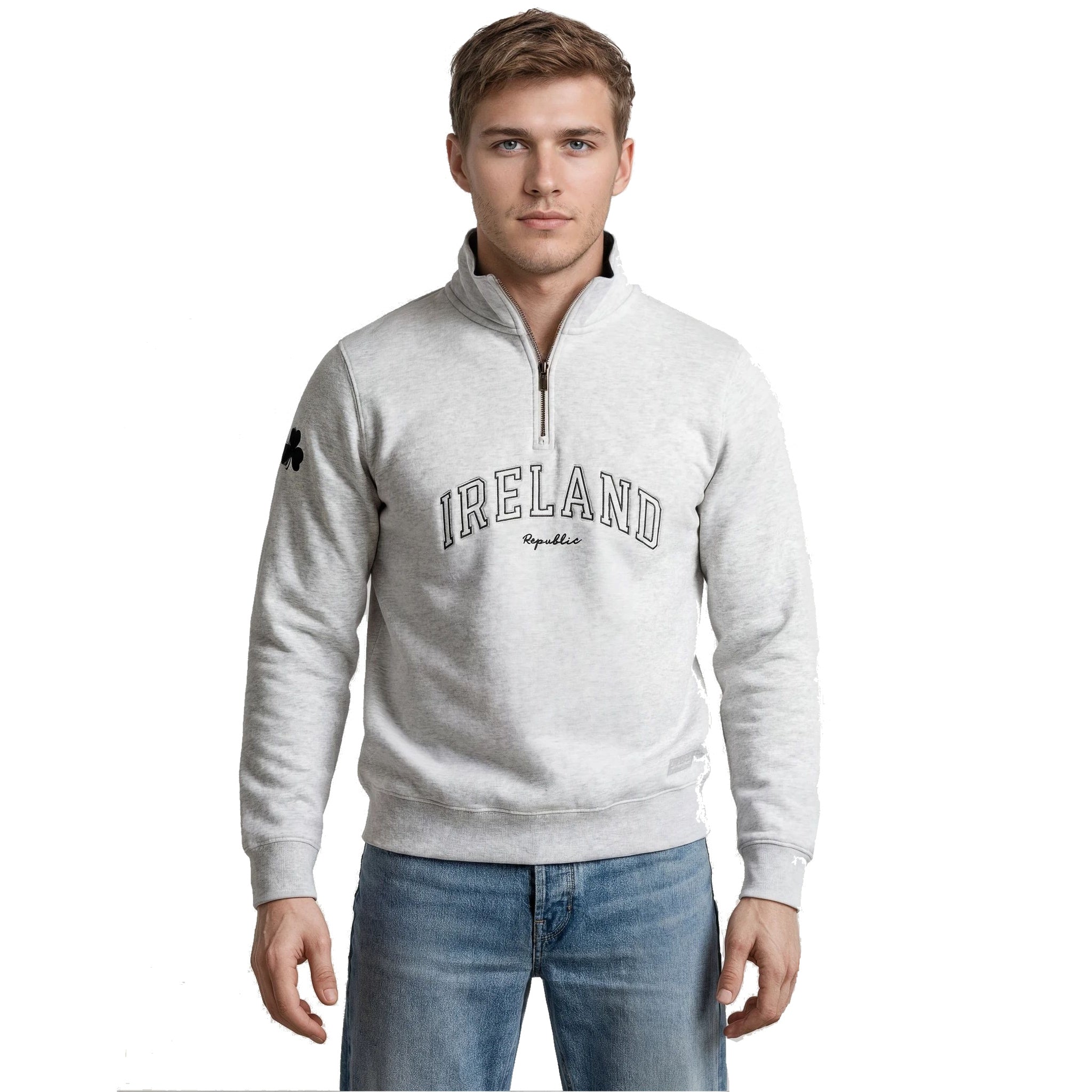 Ireland Quarter Zip Grey & Green Sweatshirt