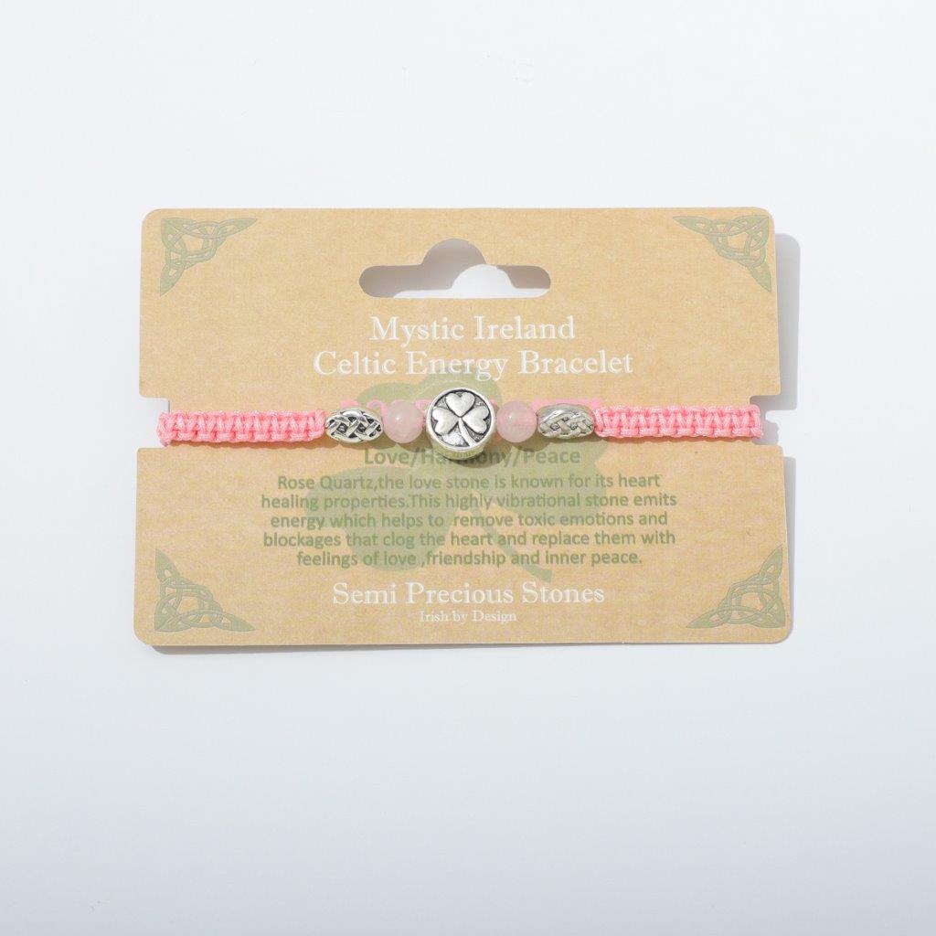 Shamrock Semi Precious Rose Quartz Bracelet 