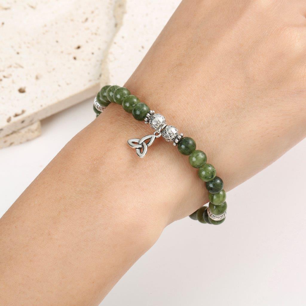 Trinity Green Marble Stretch Bracelet 