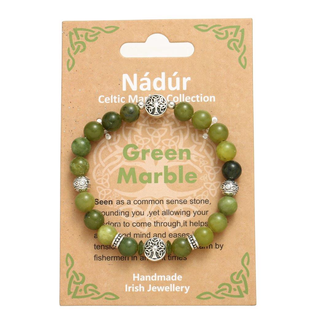 Green Marble Trinity Knots Stretch Bracelet 