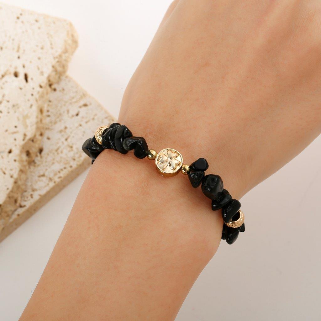 Black Semi-Precious Tourmaline Chip Bracelet 
