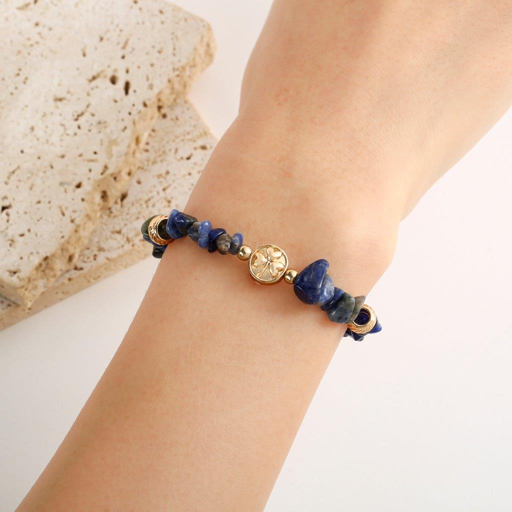 Blue Sodalite Semi-Precious Chip Bracelet 