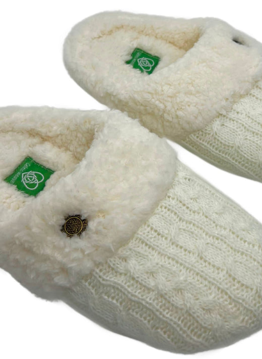 Unisex Celtic Weave Cream Slippers