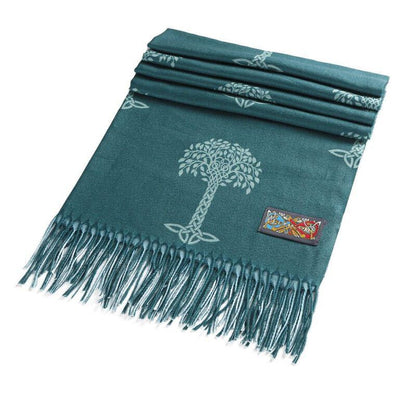 Celtic Tree Two Tone Scarf Green